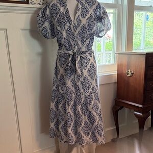 Blue and White Patterned Dress